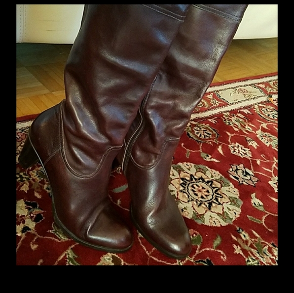 Eddie Bauer made in Italy 9.5 Calf high Boot Heel Zipper pretty Brown Leather - Picture 13 of 14